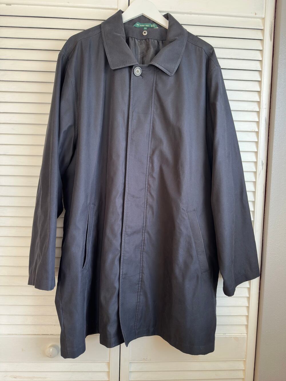 Lauren Ralph Lauren Mens Mac Trench Coat 2XL Black Shell Rain Jacket Flawed